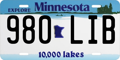 MN license plate 980LIB