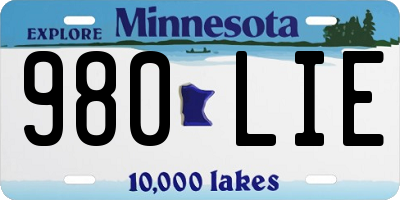 MN license plate 980LIE