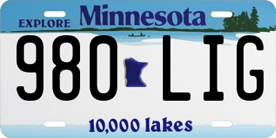 MN license plate 980LIG