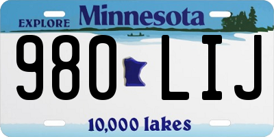 MN license plate 980LIJ