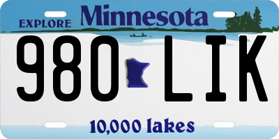 MN license plate 980LIK