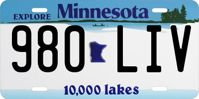 MN license plate 980LIV