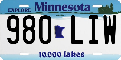 MN license plate 980LIW