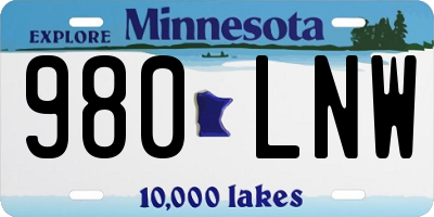 MN license plate 980LNW