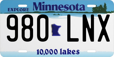 MN license plate 980LNX