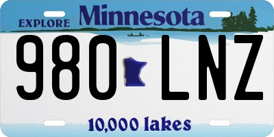 MN license plate 980LNZ