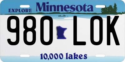 MN license plate 980LOK