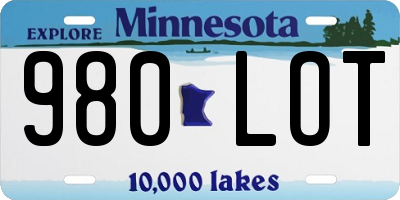 MN license plate 980LOT