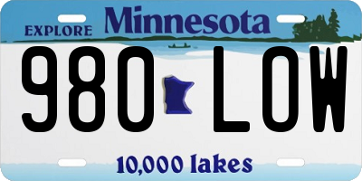 MN license plate 980LOW