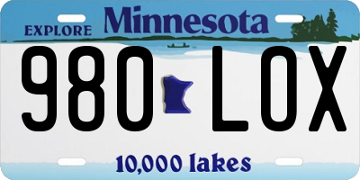 MN license plate 980LOX