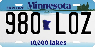 MN license plate 980LOZ
