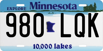 MN license plate 980LQK