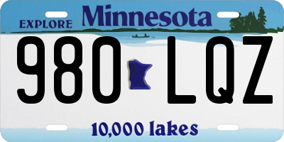 MN license plate 980LQZ