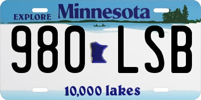 MN license plate 980LSB