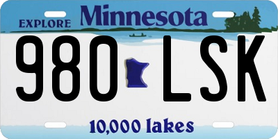 MN license plate 980LSK