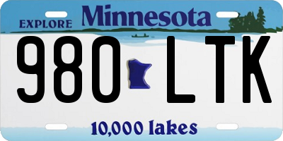MN license plate 980LTK