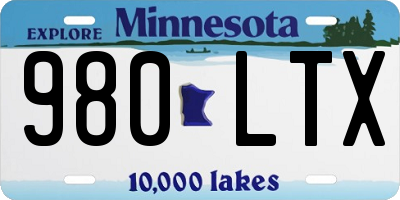 MN license plate 980LTX