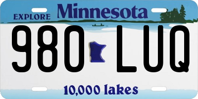 MN license plate 980LUQ