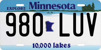 MN license plate 980LUV
