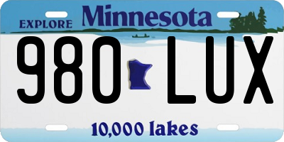 MN license plate 980LUX