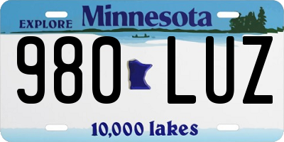 MN license plate 980LUZ
