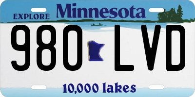 MN license plate 980LVD