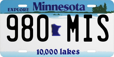 MN license plate 980MIS