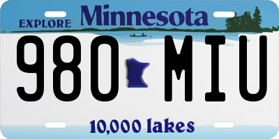 MN license plate 980MIU