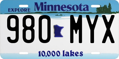 MN license plate 980MYX