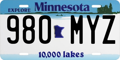 MN license plate 980MYZ
