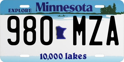 MN license plate 980MZA