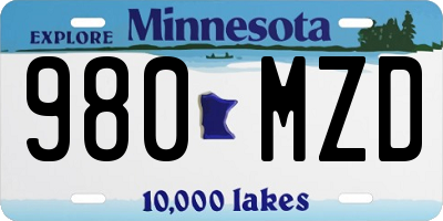 MN license plate 980MZD