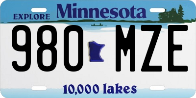 MN license plate 980MZE