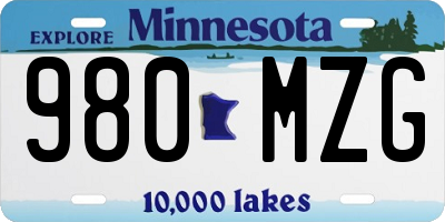 MN license plate 980MZG