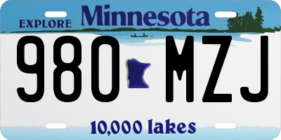 MN license plate 980MZJ