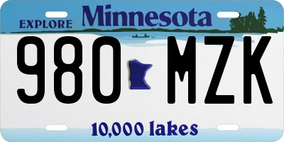 MN license plate 980MZK