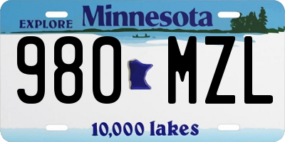MN license plate 980MZL