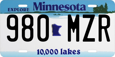 MN license plate 980MZR