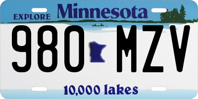 MN license plate 980MZV