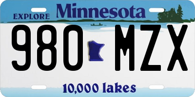 MN license plate 980MZX