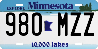 MN license plate 980MZZ
