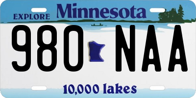 MN license plate 980NAA