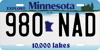 MN license plate 980NAD