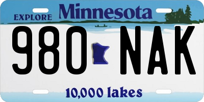 MN license plate 980NAK