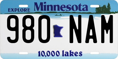 MN license plate 980NAM