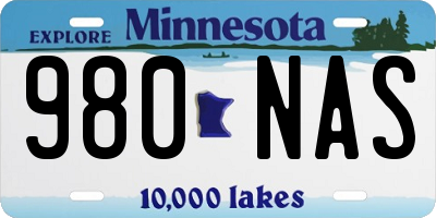 MN license plate 980NAS