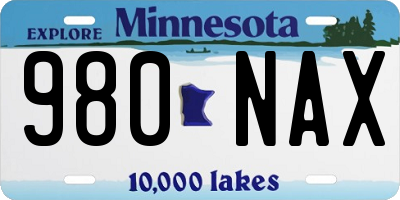 MN license plate 980NAX
