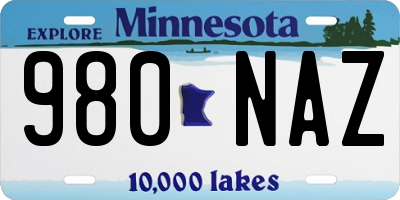 MN license plate 980NAZ