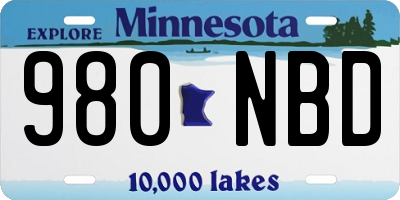 MN license plate 980NBD