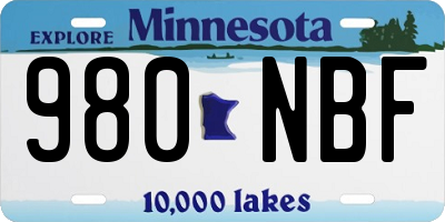 MN license plate 980NBF